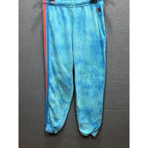 Aviator Nation Hand Dyed 5 Stripe Joggers Tie Dye Neon Blue Womens Size M - Picture 4 of 15
